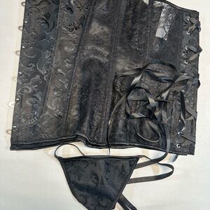 Elegant Black Lace Corset Set